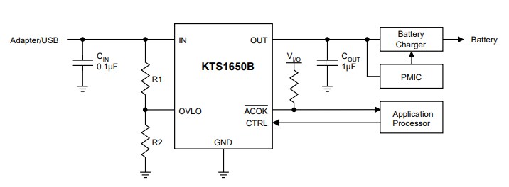Application Circuit Diagram - Kinetic Technologies KTS1650B Power Switch IC